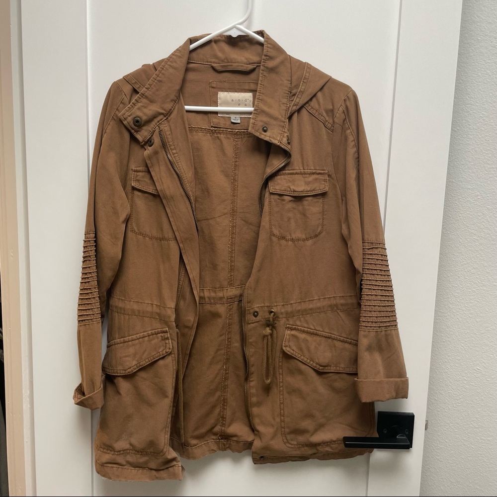 Brown hooded utility jacket